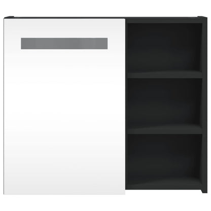 Bathroom Mirror Cabinet with LED Light Black 60x13x52 cm - Bend