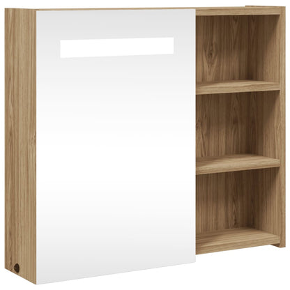 Bathroom Mirror Cabinet with LED Light Oak 60x13x52 cm - Bend