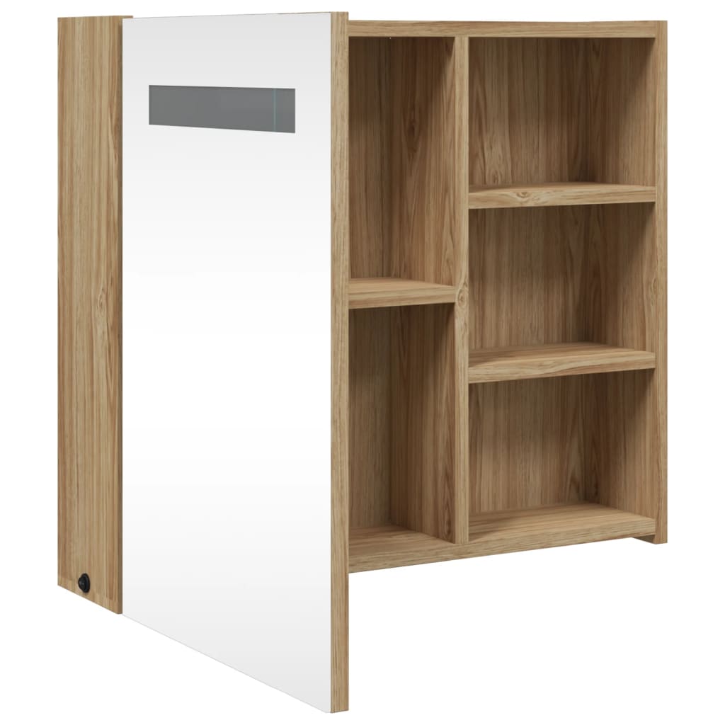 Bathroom Mirror Cabinet with LED Light Oak 60x13x52 cm - Bend