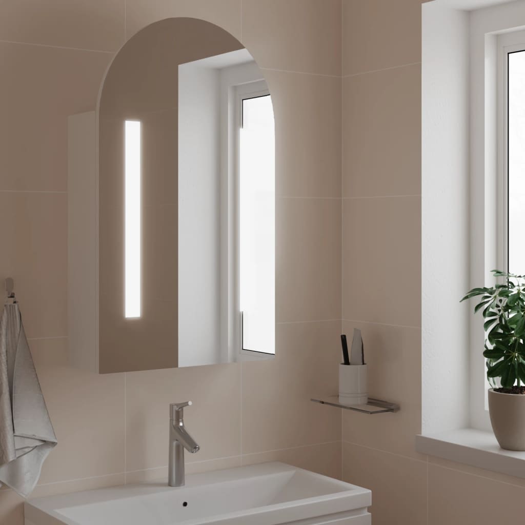 Bathroom Mirror Cabinet with LED Light Arched Design 42x13x70 cm - Bend