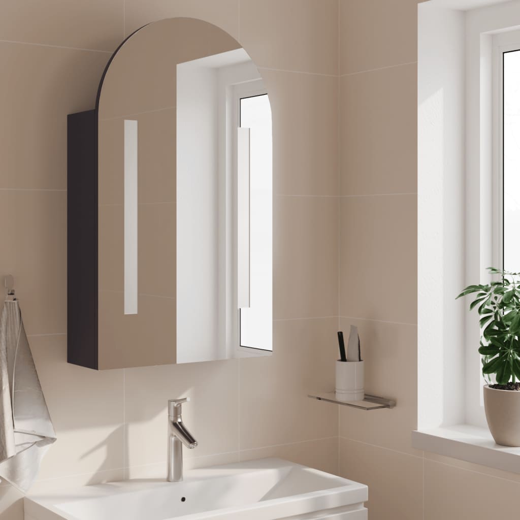 Bathroom Mirror Cabinet with LED Light Arched Design 42x13x70 cm - Bend