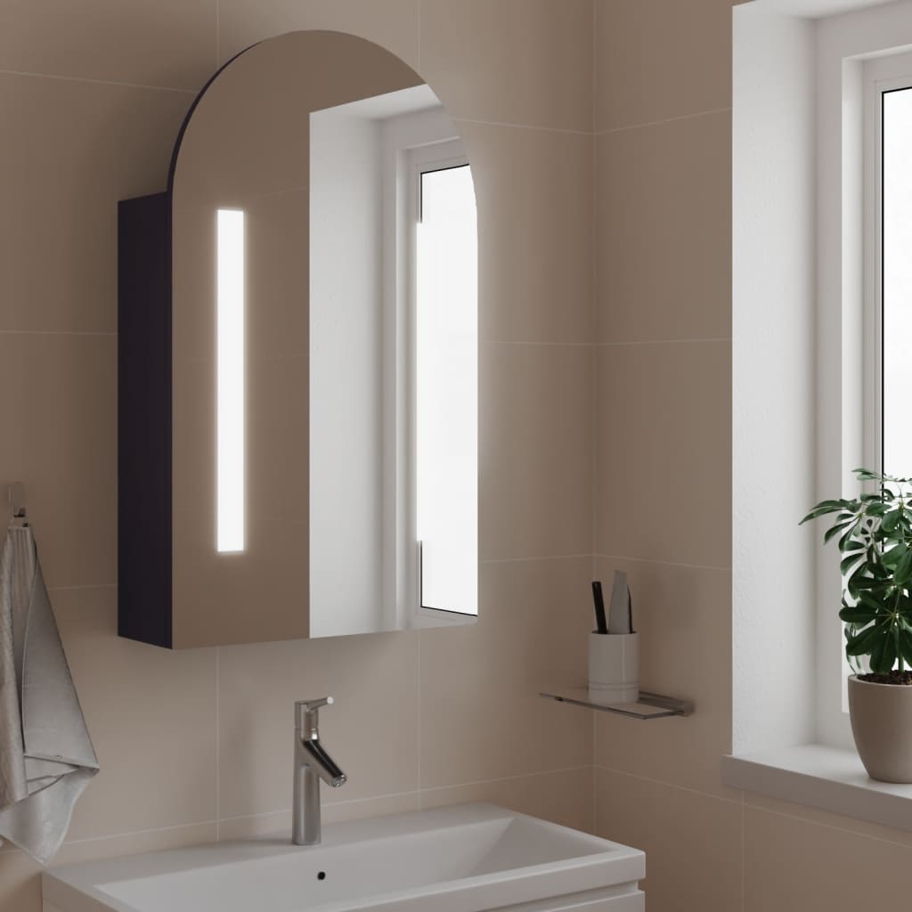 Bathroom Mirror Cabinet with LED Light Arched Design 42x13x70 cm - Bend