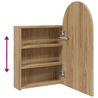 Bathroom Mirror Cabinet with LED Light Arched Oak 42x13x70 cm