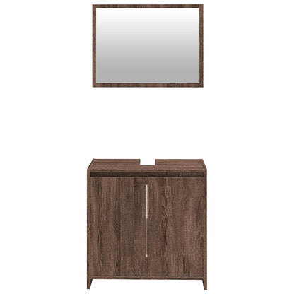 2 Piece Bathroom Furniture Set Brown Oak Engineered Wood