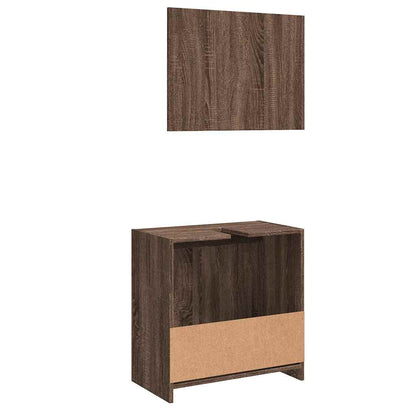 2 Piece Bathroom Furniture Set Brown Oak Engineered Wood