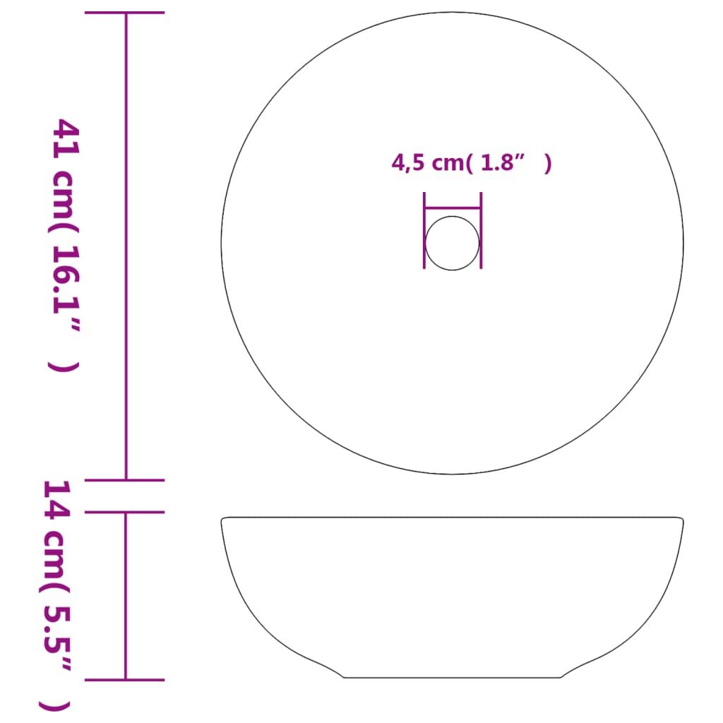 Countertop Basin White and Blue Round Φ41x14 cm Ceramic - Bend