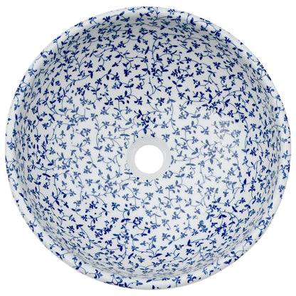 Countertop Basin White and Blue Round Φ41x14 cm Ceramic - Bend