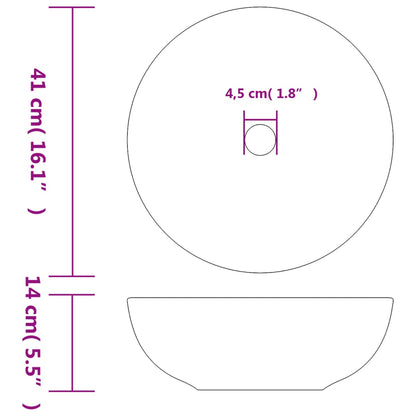 Countertop Basin White and Blue Round Φ41x14 cm Ceramic - Bend