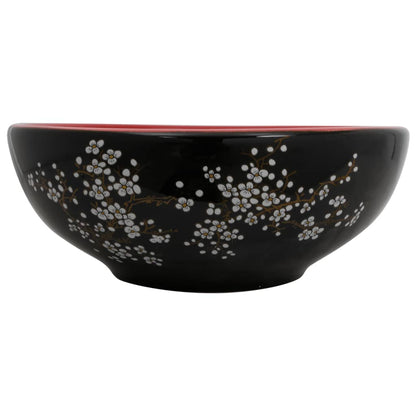 Countertop Basin Black and Red Round Φ41x14 cm Ceramic - Bend