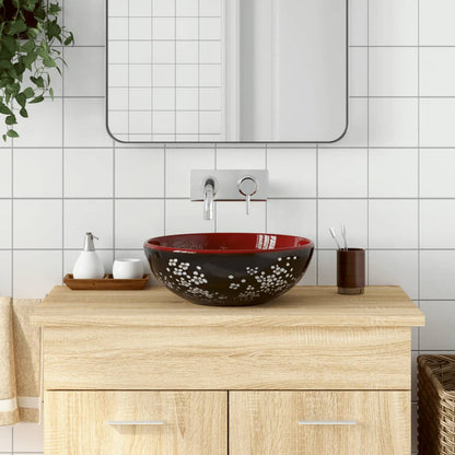 Countertop Basin Black and Red Round Φ41x14 cm Ceramic - Bend