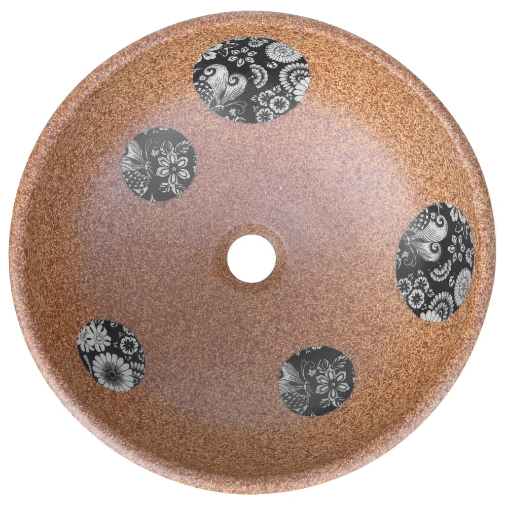 Countertop Basin Brown and Blue Round Φ41x14 cm Ceramic - Bend