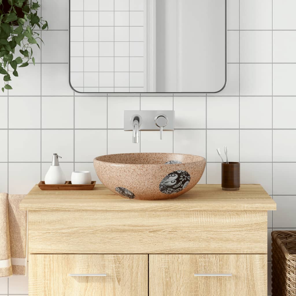 Countertop Basin Brown and Blue Round Φ41x14 cm Ceramic - Bend