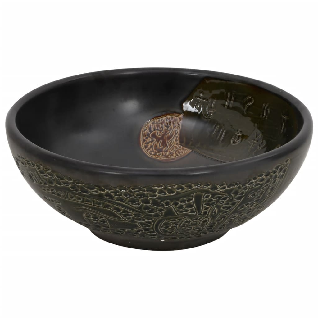 Countertop Basin Black Round Φ41x14 cm Ceramic - Bend