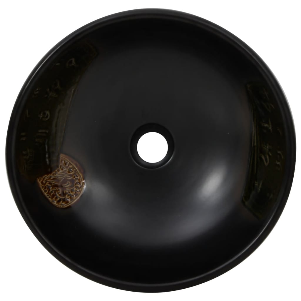 Countertop Basin Black Round Φ41x14 cm Ceramic - Bend