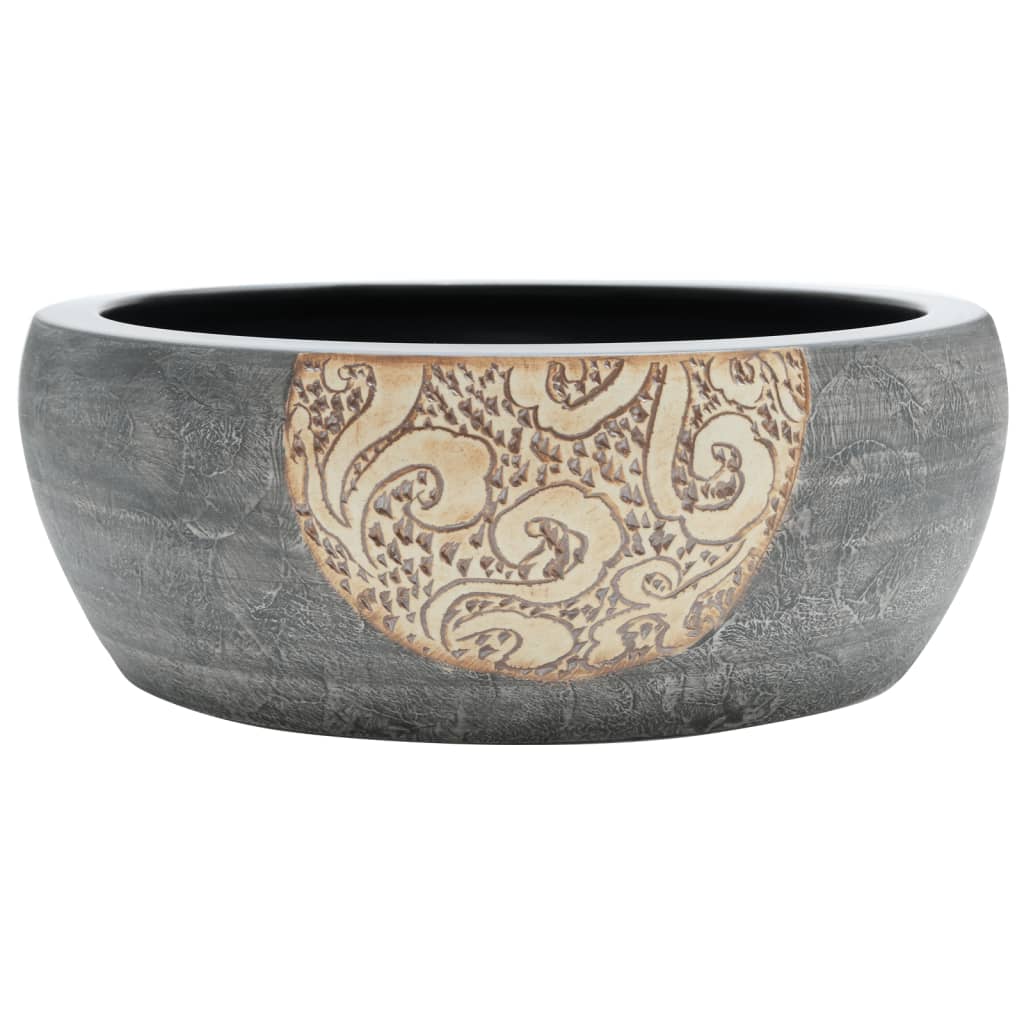 Countertop Basin Black and Brown Round Φ41x14 cm Ceramic - Bend