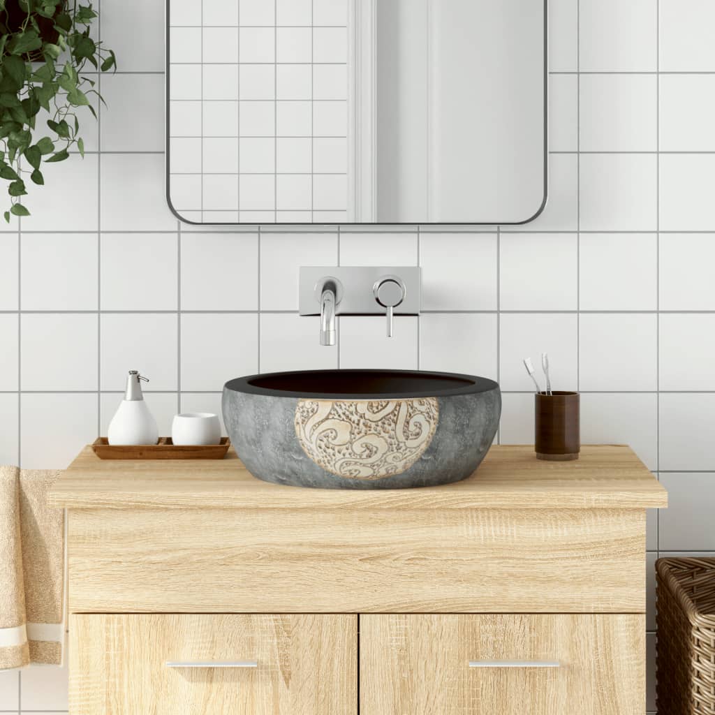 Countertop Basin Black and Brown Round Φ41x14 cm Ceramic - Bend