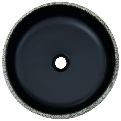 Countertop Basin Black and Grey Round Φ41x14 cm Ceramic - Bend