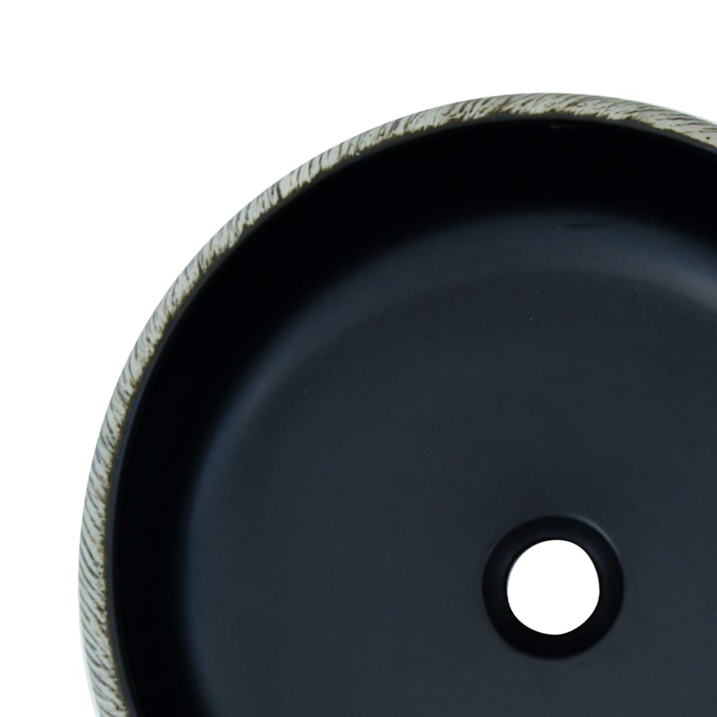 Countertop Basin Black and Grey Round Φ41x14 cm Ceramic - Bend