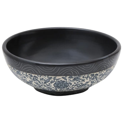 Countertop Basin Black and Blue Round Φ41x14 cm Ceramic - Bend