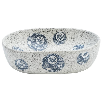 Countertop Basin Grey and Blue Oval 47x33x13 cm Ceramic - Bend