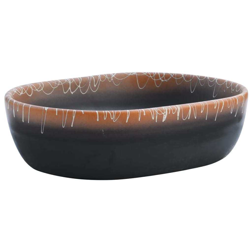 Countertop Basin Black and Orange Oval 47x33x13 cm Ceramic - Bend