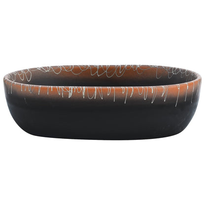 Countertop Basin Black and Orange Oval 47x33x13 cm Ceramic - Bend