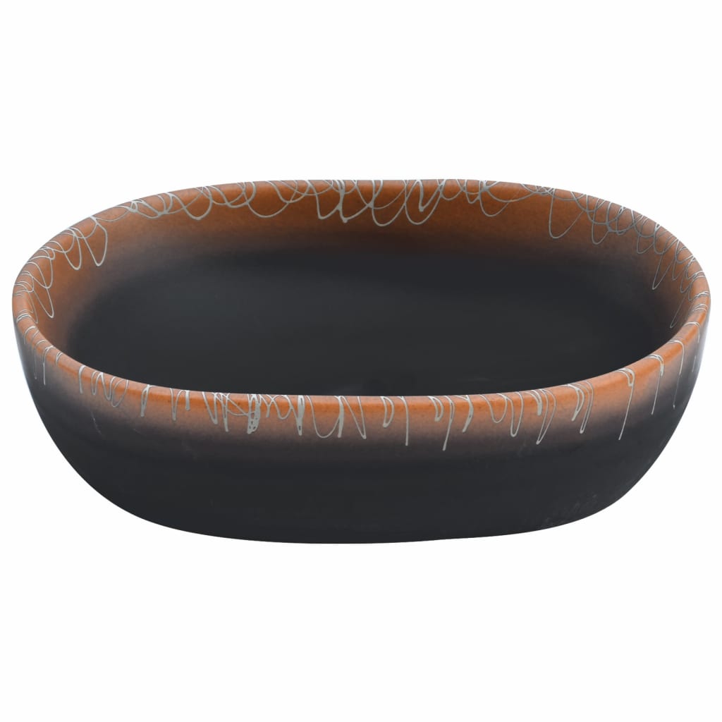 Countertop Basin Black and Orange Oval 47x33x13 cm Ceramic - Bend