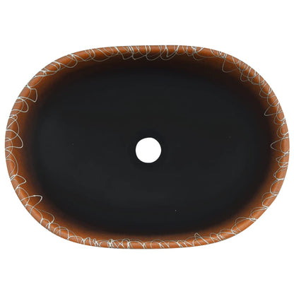 Countertop Basin Black and Orange Oval 47x33x13 cm Ceramic - Bend