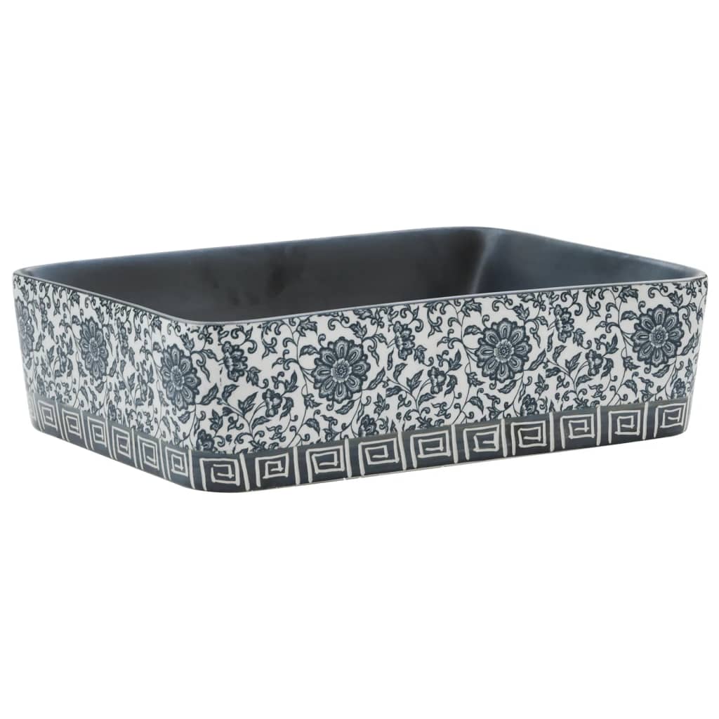 Countertop Basin Black and Blue Rectangular 46x35.5x13 cm Ceramic - Bend