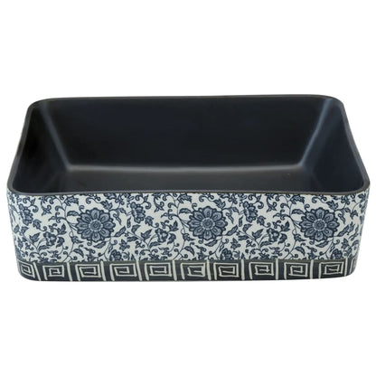 Countertop Basin Black and Blue Rectangular 46x35.5x13 cm Ceramic - Bend