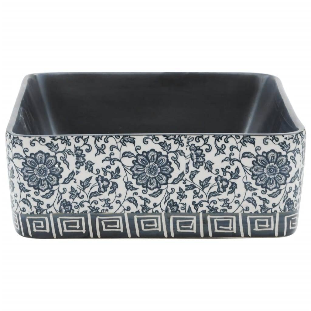 Countertop Basin Black and Blue Rectangular 46x35.5x13 cm Ceramic - Bend