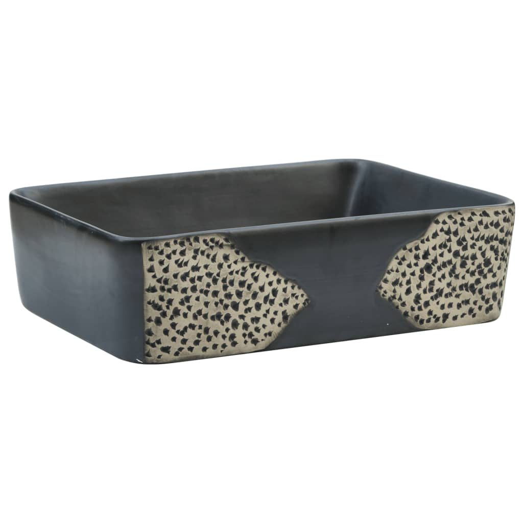 Countertop Basin Black Rectangular 46x35.5x13 cm Ceramic