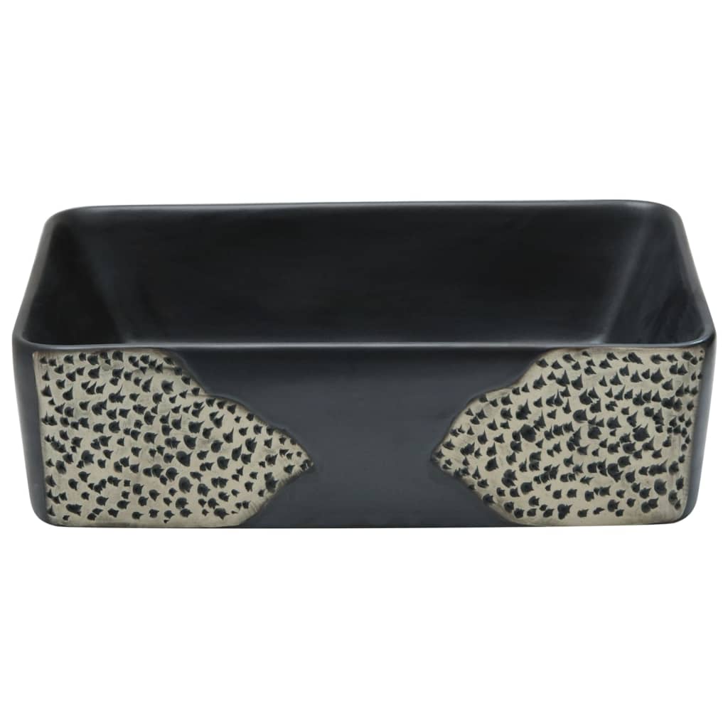 Countertop Basin Black Rectangular 46x35.5x13 cm Ceramic