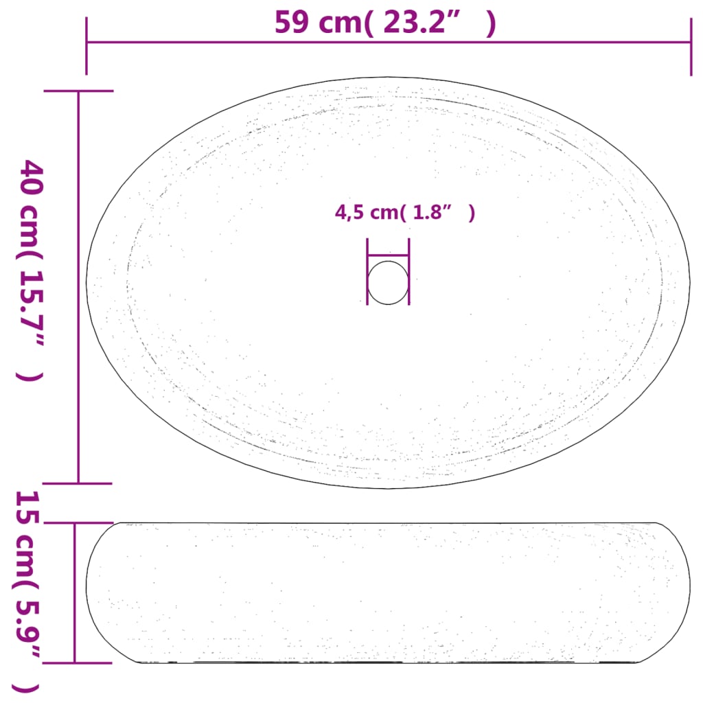 Countertop Basin Green and Brown Oval 59x40x15 cm Ceramic - Bend