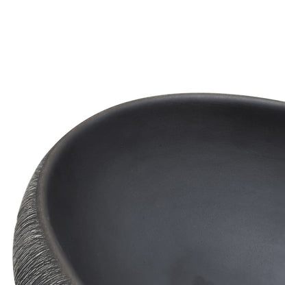 Countertop Basin Black and Grey Oval 59x40x15 cm Ceramic