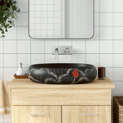 Countertop Basin Black Oval 59x40x15 cm Ceramic - Bend