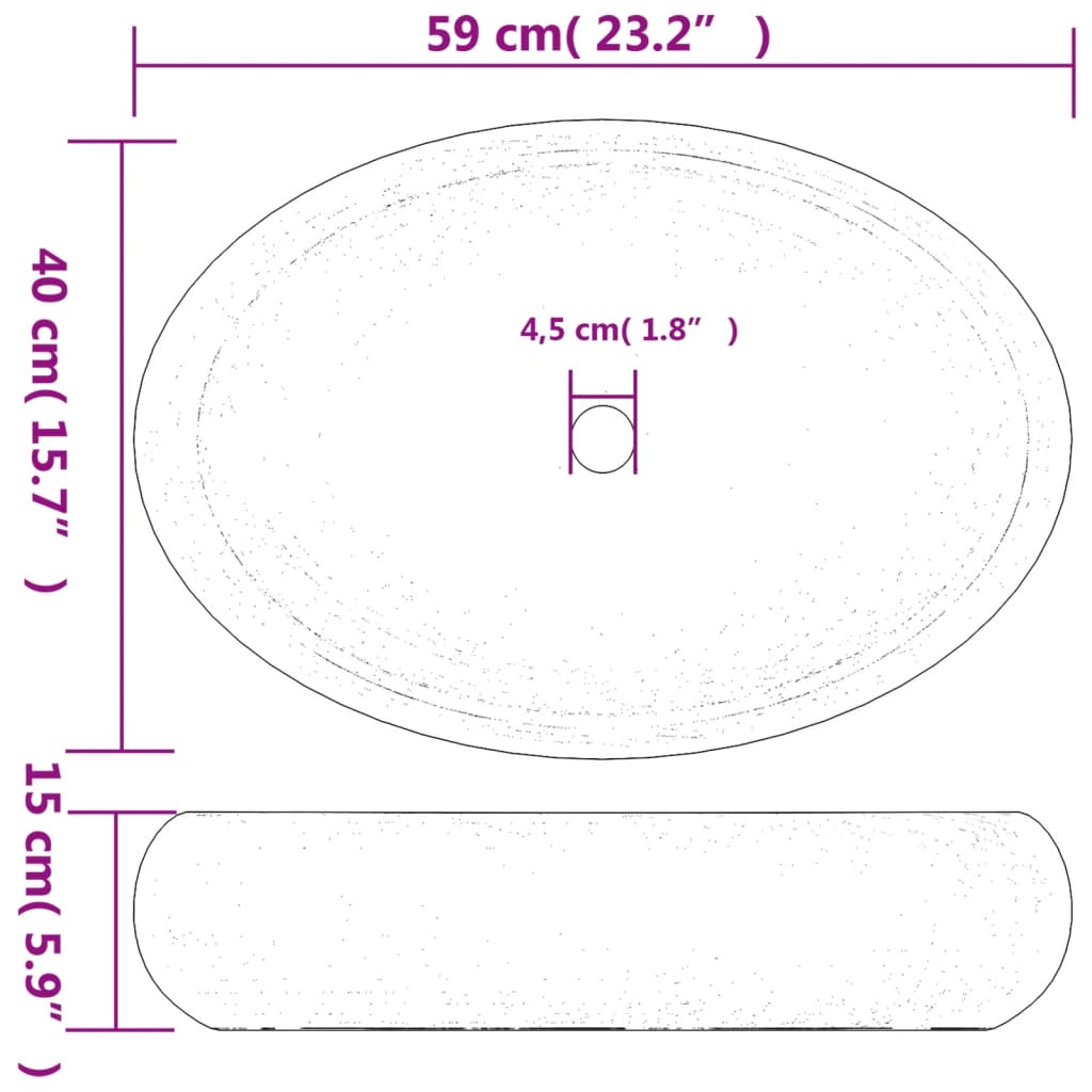 Countertop Basin Brown Oval 59x40x15 cm Ceramic - Bend