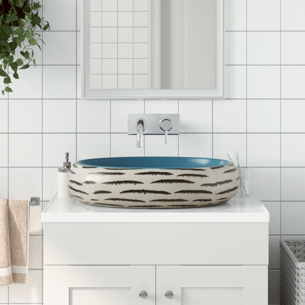 Countertop Basin Multicolour Oval 59x40x15 cm Ceramic - Bend