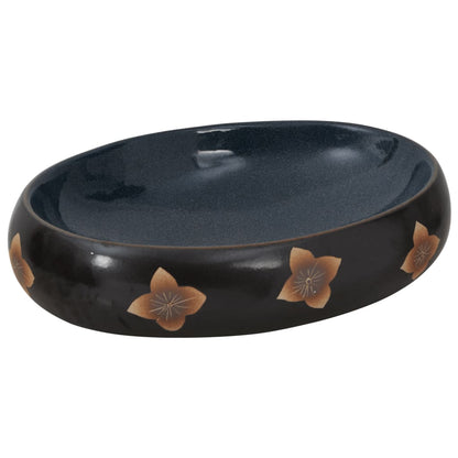 Countertop Basin Black and Blue Oval 59x40x15 cm Ceramic - Bend