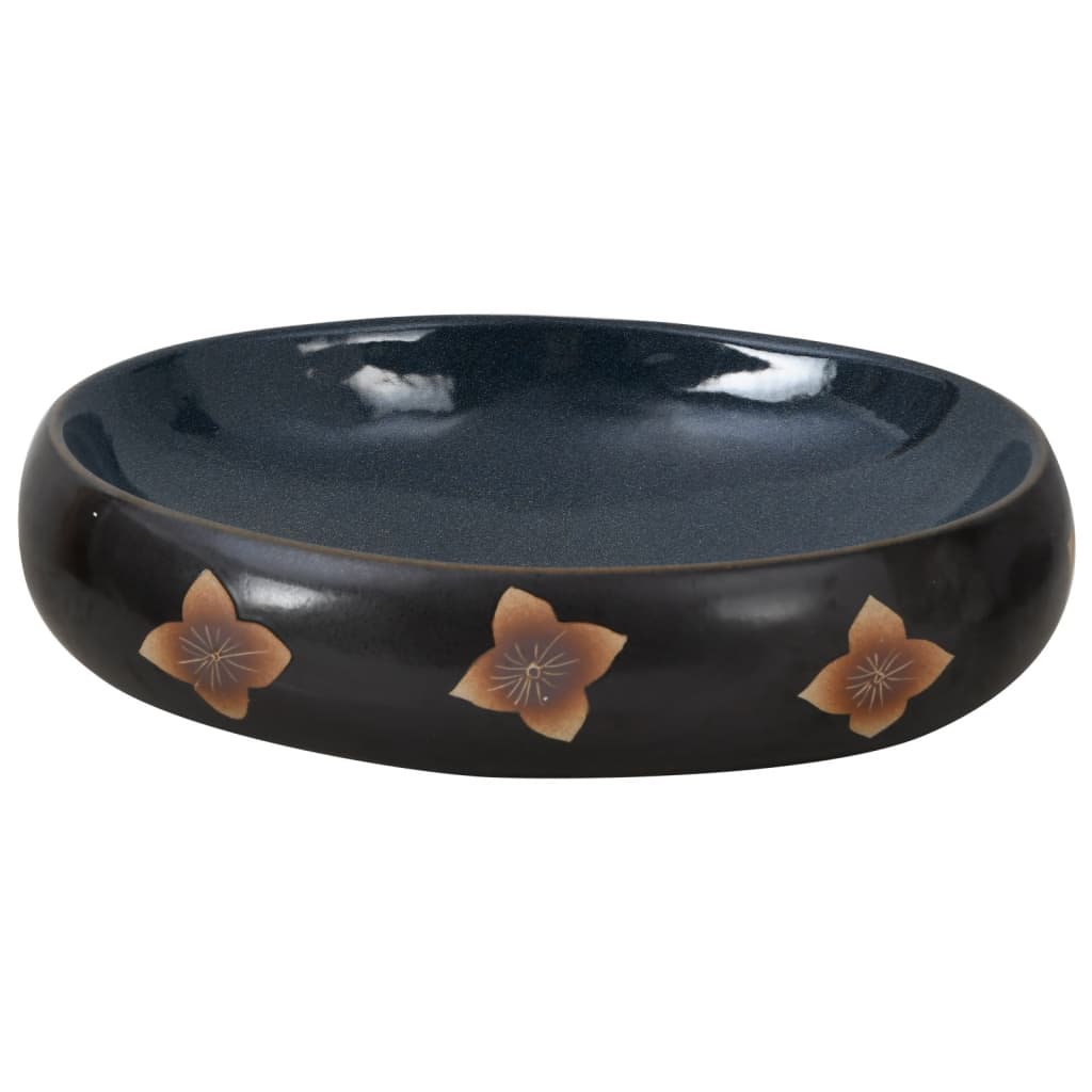 Countertop Basin Black and Blue Oval 59x40x15 cm Ceramic - Bend