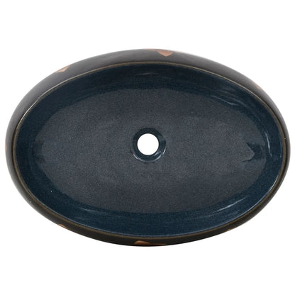 Countertop Basin Black and Blue Oval 59x40x15 cm Ceramic - Bend