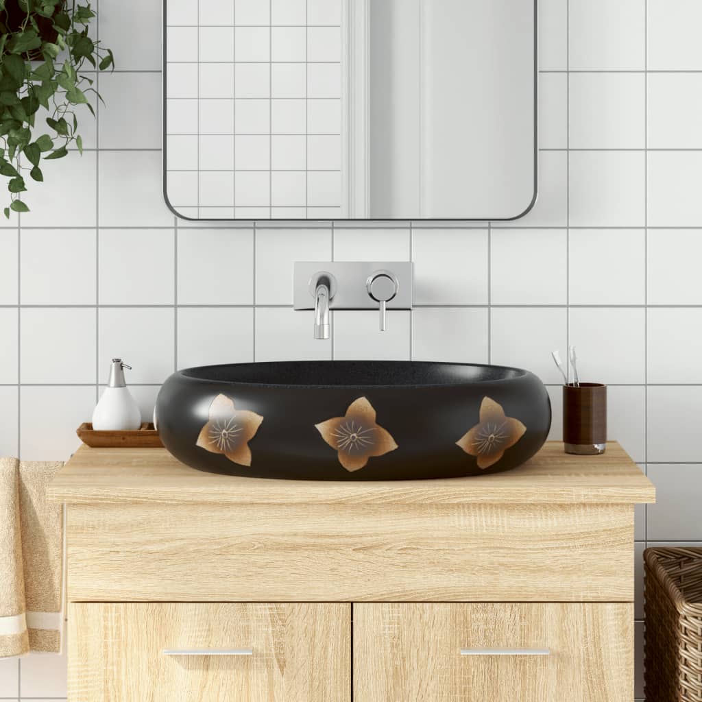 Countertop Basin Black and Blue Oval 59x40x15 cm Ceramic - Bend