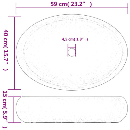 Countertop Basin Multicolour Oval 59x40x15 cm Ceramic - Bend