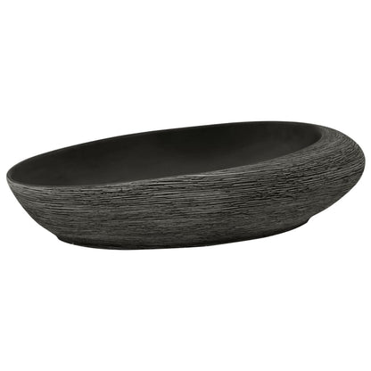 Countertop Basin Grey and Black Oval 59x40x14 cm Ceramic - Bend