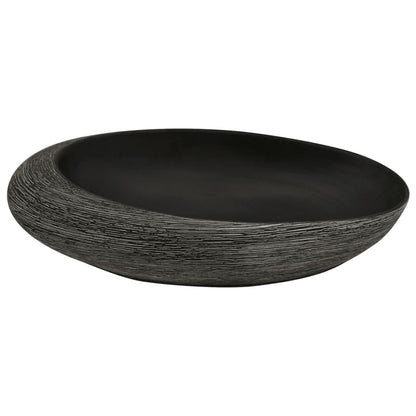 Countertop Basin Grey and Black Oval 59x40x14 cm Ceramic - Bend