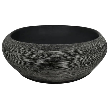 Countertop Basin Grey and Black Oval 59x40x14 cm Ceramic - Bend