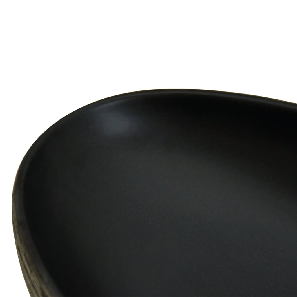 Countertop Basin Grey and Black Oval 59x40x14 cm Ceramic - Bend