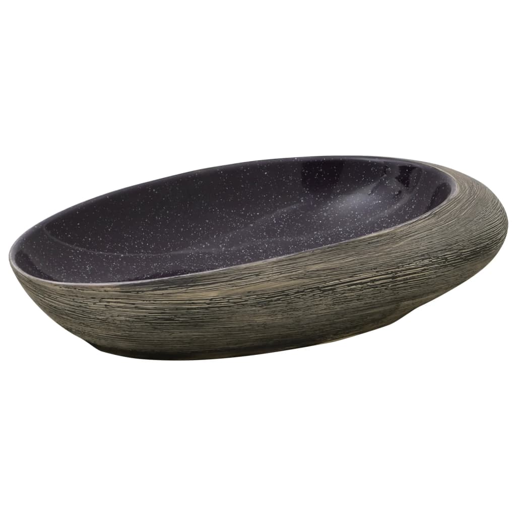 Countertop Basin Purple and Grey Oval 59x40x14 cm Ceramic - Bend