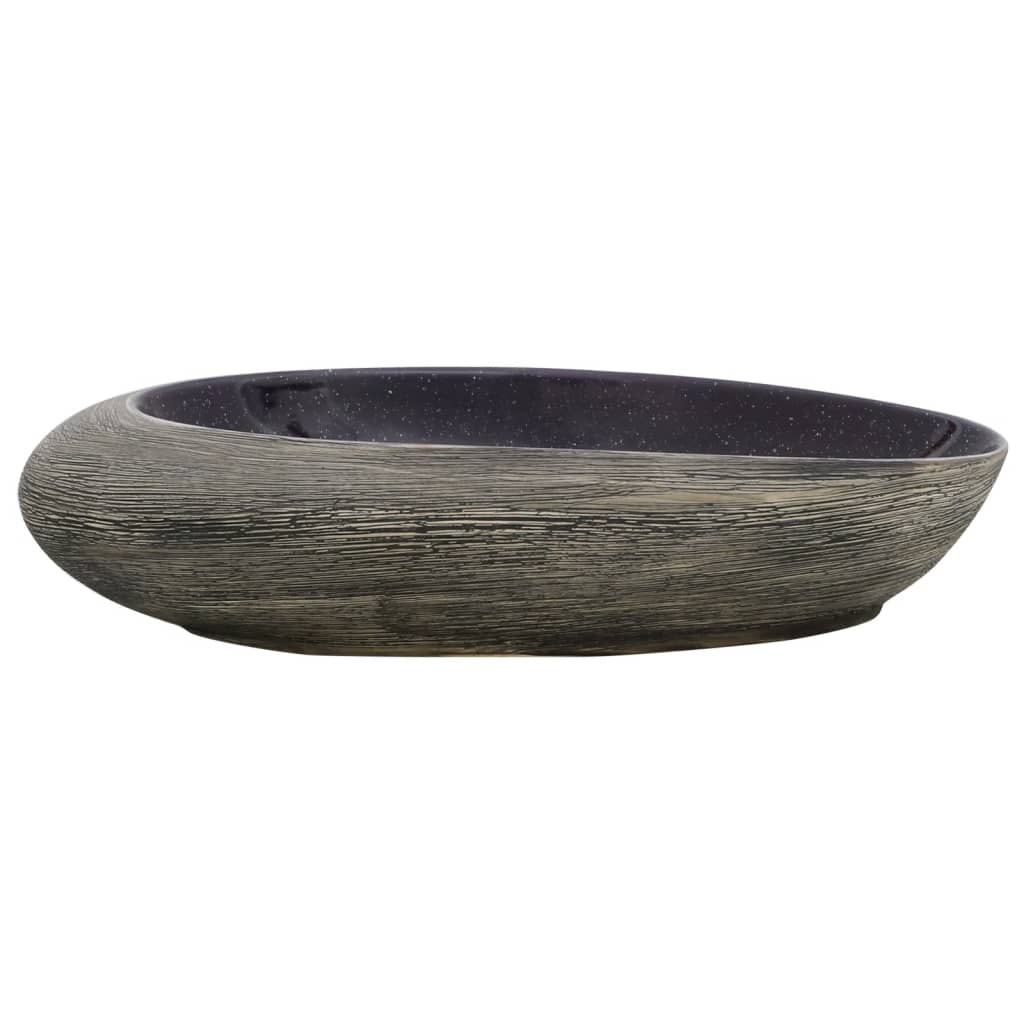 Countertop Basin Purple and Grey Oval 59x40x14 cm Ceramic - Bend