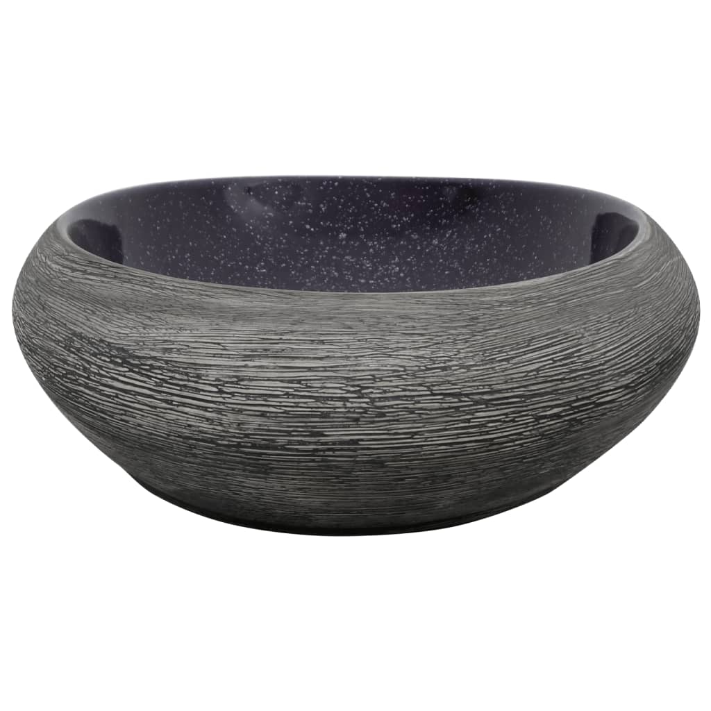 Countertop Basin Purple and Grey Oval 59x40x14 cm Ceramic - Bend